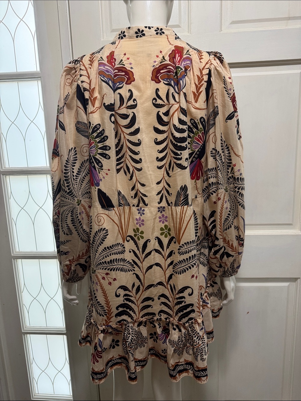 Farm Rio Cotton Classic Nature Mini Dress Boho Floral Print Size Large - Picture 10 of 16